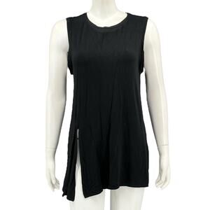 Fabletics Top Womens Small Black Tank Slits Sleeveless Activewear Workout‎ Gym